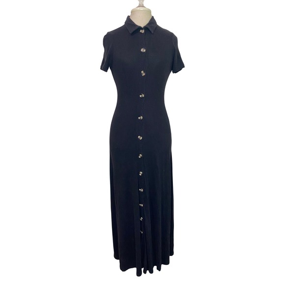 ASOS DESIGN Dresses & Skirts - ASOS DESIGN Classic Black Linen Blend Button Front Short Sleeve Maxi Dress US 6